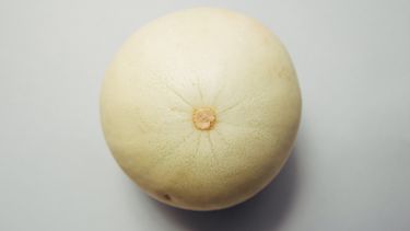 Een meloen die symbool staat voor een borst en tepel zonder bultjes